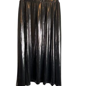 TORRID Metallic Skirt Sz 2 Metal Gray Silver Liquid Midi Pockets 2XL Party 4709